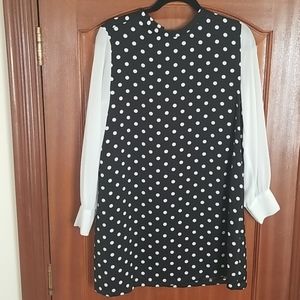 Zara Black Polka Dot Black Mini Dress, size M